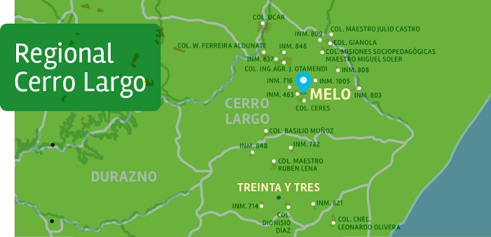 Mapa de colonias e inmuebles de la regional Cerro Largo